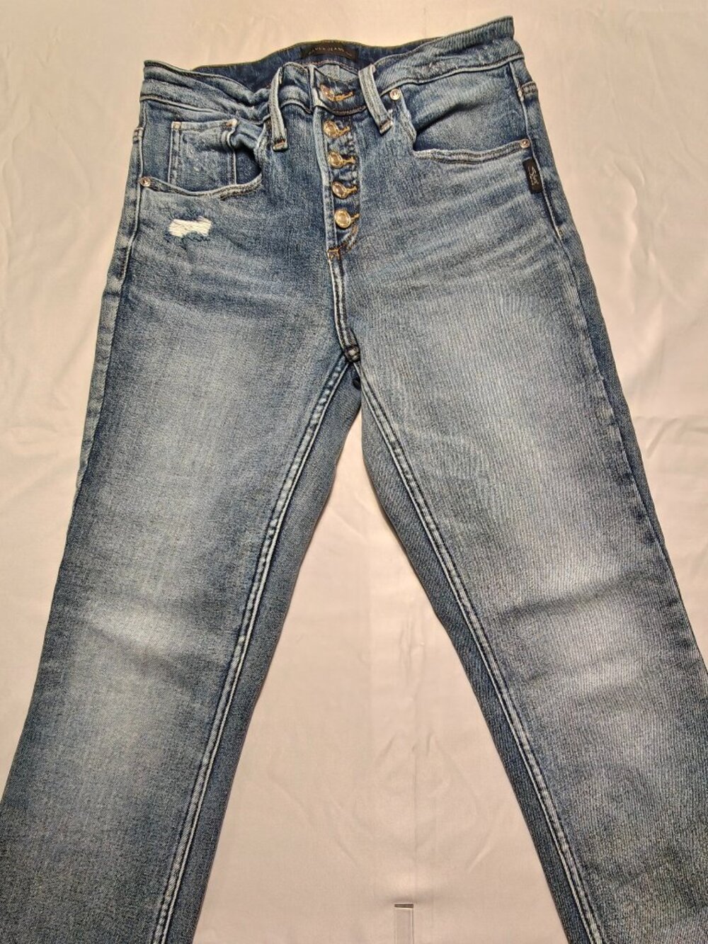 Silver Jeans Co Beau High Rise Button Fly Raw Hem Jeans 25x28